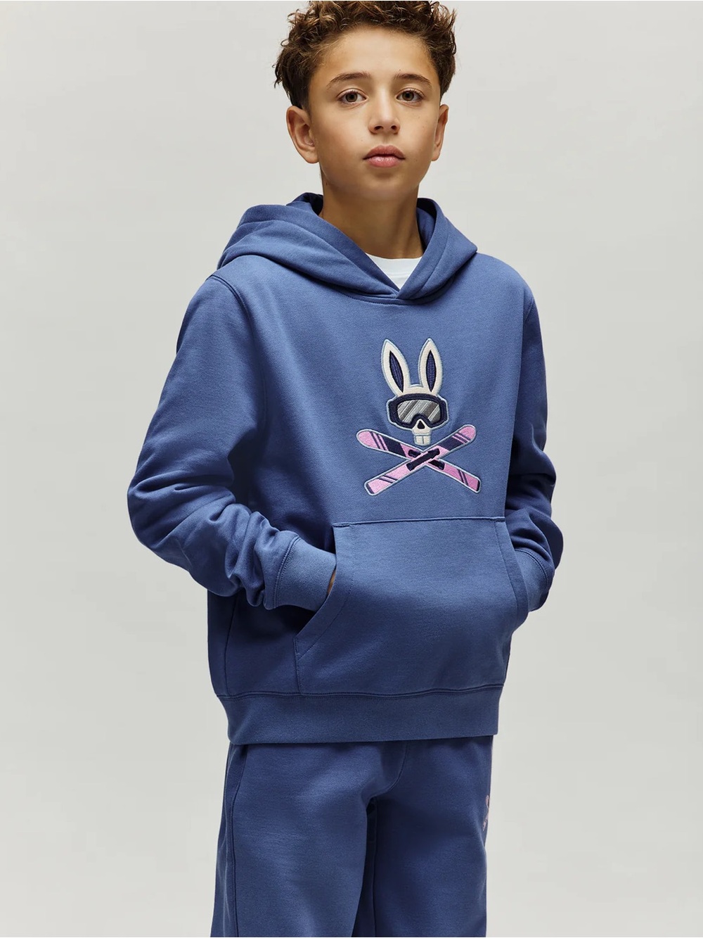 Psycho Bunny Kids Indigo Ski Bunny Hoodie Size 7/8